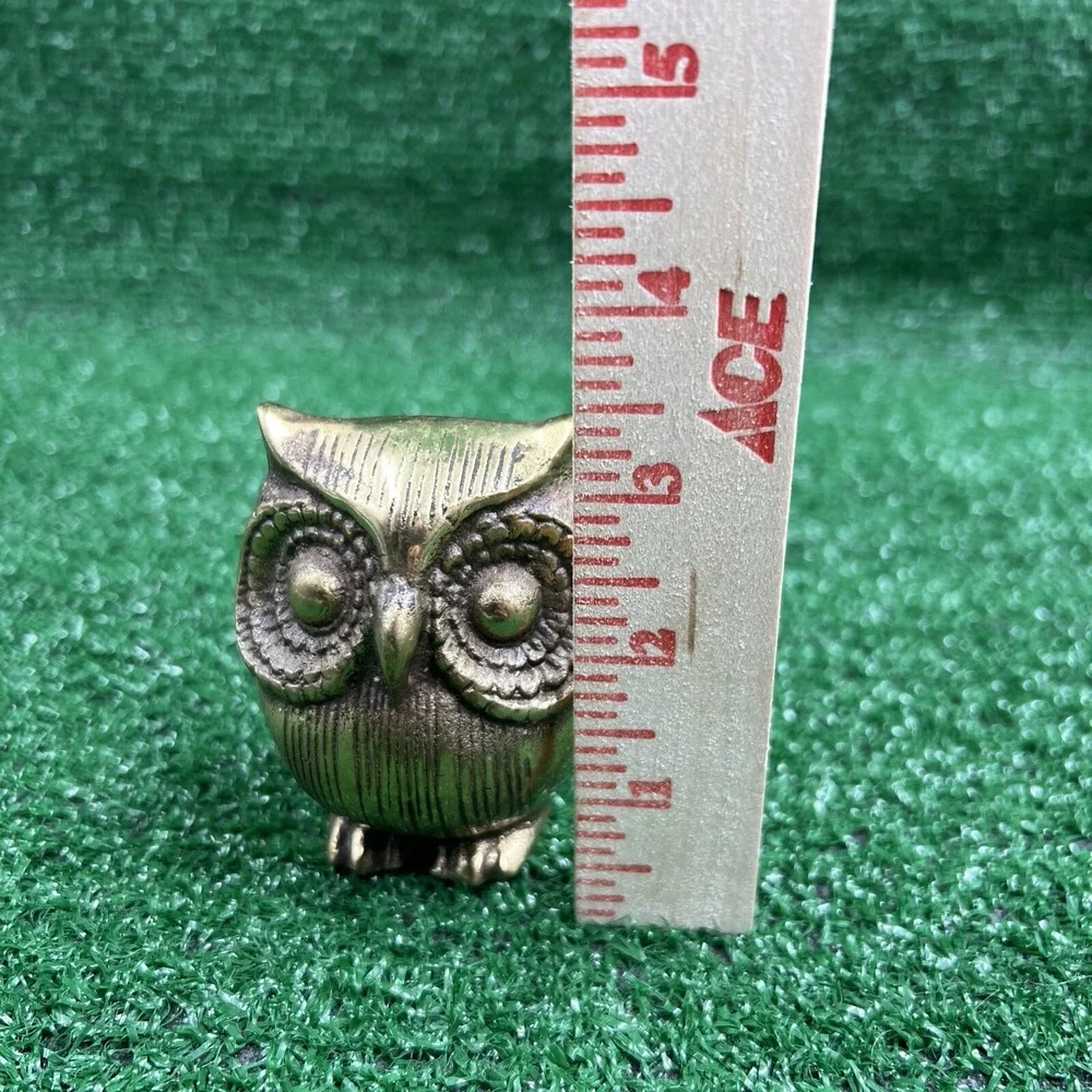 Seiden‎ Vintage Brass Owl Figurine Miniature Statue Paperweight